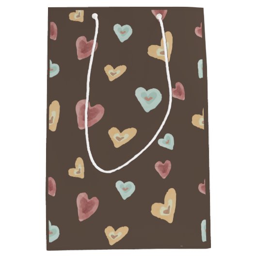 Hearts Gift Tassen - Bruin Medium Cadeauzakje (Voorkant)