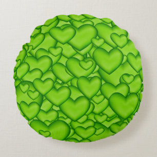 Hearts Green 3D Texture Pattern-68689 Rond Kussen