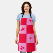 Hearts Grid roze en rood Schort (Gedragen)