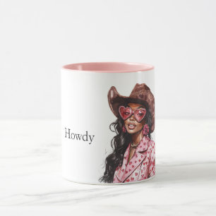 Hearts Howdy Black Lady Cowgirl Mok