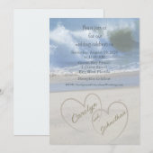 Hearts in the Sand photo Wedding Invitation (Devant / Derrière)
