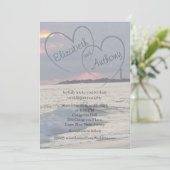 Hearts in the Sky Beach Wedding Invitation (Debout devant)