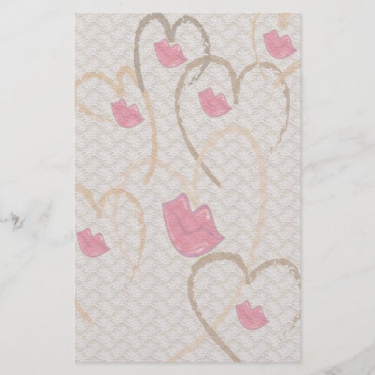 Hearts Kisses en Lace Briefpapier (Voorkant)