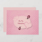 Hearts Ladybugs Valentijn Briefkaart (Voorkant / Achterkant)