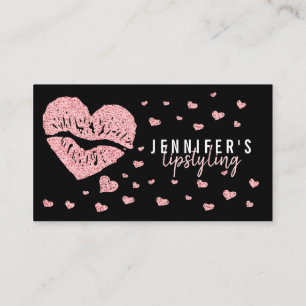 Hearts Lips Rose Gold Glitter Gloss Lipstick Merk Visitekaartje