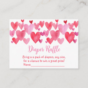 Hearts Little Sweetheart Baby shower Luier Raffle Informatiekaartje