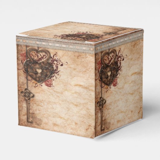 Hearts Lock en Key Wedding Dank u Bedankdoosjes (Voorkant Zijde)