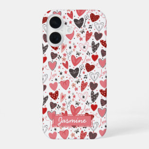Hearts Love Pattern iPhone 16 Hoesje