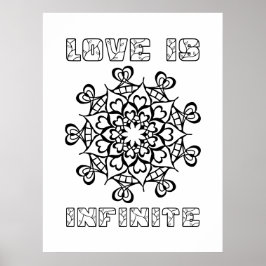 Hearts Mandala - Liefde is oneindig - Grote kleure Poster