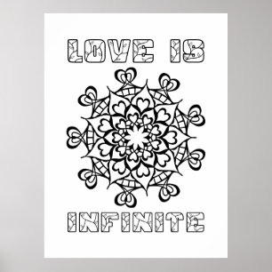 Hearts Mandala - Liefde is oneindig - Grote kleure Poster
