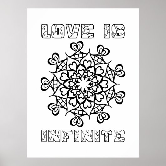 Hearts Mandala - Liefde is oneindig - Grote kleure Poster (Voorkant)