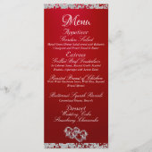 Hearts, Monogram & Glitter - Crimson Wedding Menu (Voorkant)