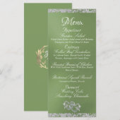 Hearts, Monogram & Glitter - Sage Wedding Menu (Voorkant / Achterkant)