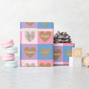 Hearts of Faith Love Hope Peace Cadeaupapier