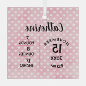 Hearts on Pink Birth Numbers Square Ornament (Achterkant)