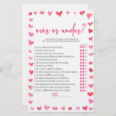 Hearts Over or Under Bridal Shower Game  Briefpapier (Voorkant / Achterkant)