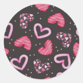 Hearts Patroon 34 Ronde Sticker (Voorkant)