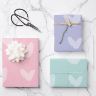 Hearts Pattern Baby Love Pastel Kleuren Zoet Inpakpapier Vel