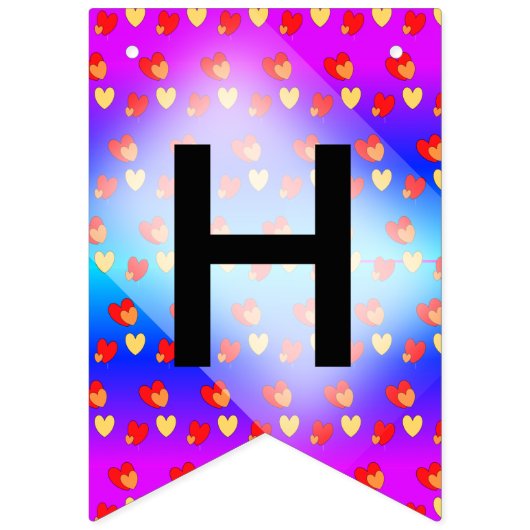 Hearts Pattern Ostricht Birthday Bunting Banner (Tweede vlag)