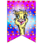 Hearts Pattern Ostricht Birthday Bunting Banner (Eerste vlag)