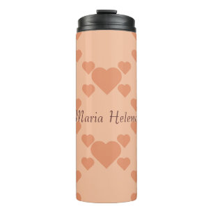 Hearts Peach Fuzz aangepaste naam of tekst Thermosbeker