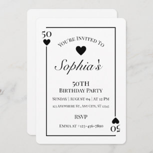 Hearts Playing Kaart 50ste Verjaardagsfeestuitnodi