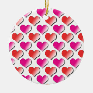 Hearts Red en Pink Polka Dot Pattern Ornament