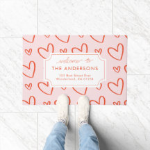 Hearts - roze & rood familieadres