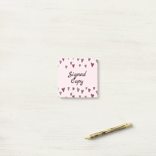 Hearts Signed Copy Post It Notes for Authors (Op bureau)