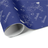 Hearts Stars Swirls Personalized Weddenschap Cadeaupapier (Rol Hoek)