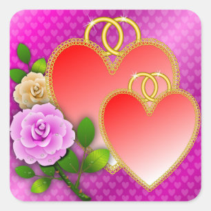 Hearts Valentijnsdag-20362 Vierkante Sticker