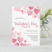 Hearts Valentijnsdag Party Invitation Kaart (Staand voorkant)