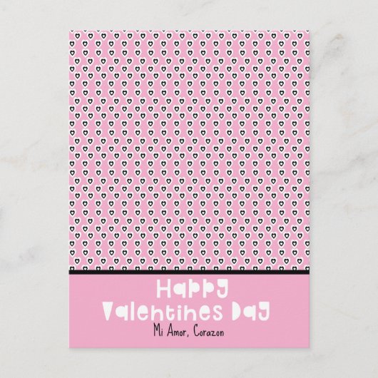 Hearts Valentijnsdag Pattern Custom Name Briefkaar Briefkaart (Voorkant)