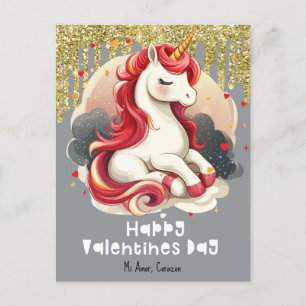 Hearts Valentijnsdag Unicorn Glitter Briefkaart