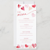 Hearts Valentines Day Food and Drinks Menu Card (Voorkant)