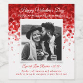 Hearts Valentines Day Photo Vin Étiquette (Étiquettes simples)