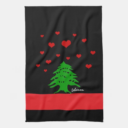 Hearts van Libanon en Libanese vlag mode / Liefde Theedoek (Verticaal)
