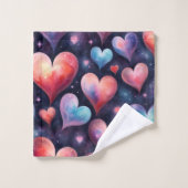 Hearts Watercolor Valentine Art (Gant de toilette)