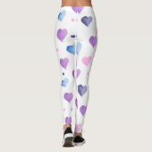 Hearts Waterverf Pattern Pink Paarse Blue Leggings (Achterkant)