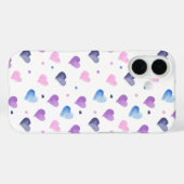 Hearts Waterverf Pattern Roze Blauw Paarse Case-Mate iPhone Case (Achterkant (horizontaal))