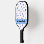 Hearts Waterverf Personaliseer Roze Blauw Paarse Pickleball Paddle (Links)