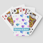 Hearts Waterverf Personalize Pink Blue Pokerkaarten (Achterkant)