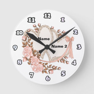 Hearts Wedding Clock Ronde Klok