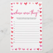 Hearts Where Were They? Bridal Shower Game  Briefpapier (Voorkant)