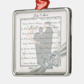 Hearts White Wedding Square Silver Ornament (Links)