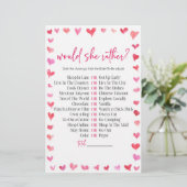 Hearts Would She Rather? Bridal Shower Game  Briefpapier (Staand voorkant)