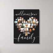 HeartShaped Photo Collage Family Script Caligraphy Canvas Afdruk (Voorkant)