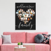 HeartShaped Photo Collage Family Script Caligraphy Canvas Afdruk (Insitu (Woonkamer))