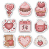 Heartstrings and Sparkles Valentines Stickers 9ct (Devant)