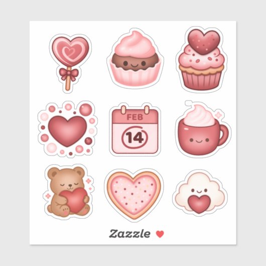 Heartstrings and Sparkles Valentines Stickers 9ct (Feuille)